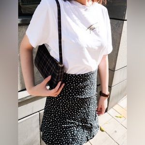 Brandy Melville Blue Genevieve Wrap Floral Skirt One Size